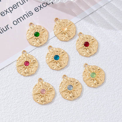 Geometric golden hammering pattern pendant