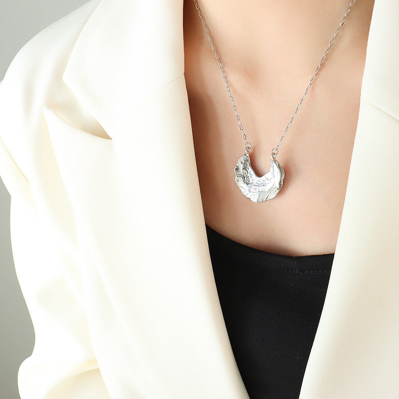 Geometric Hammered Texture Titanium Steel Jewelry