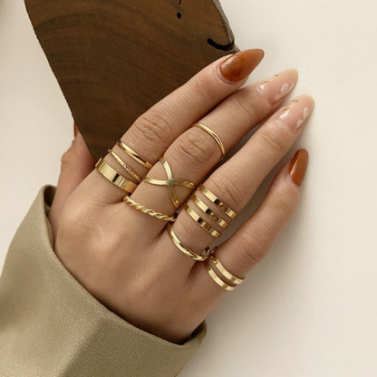 Geometric Heart Butterfly Ring Set