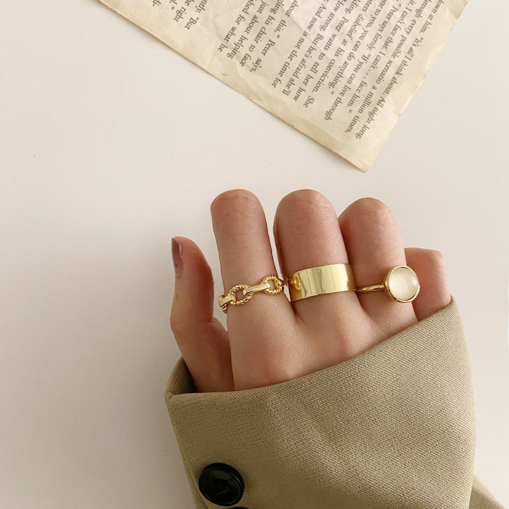 Geometric Heart Butterfly Ring Set