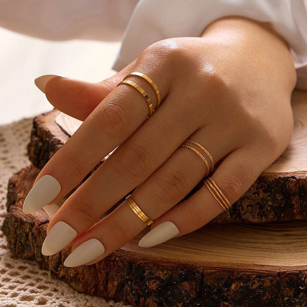 Geometric Heart Butterfly Ring Set
