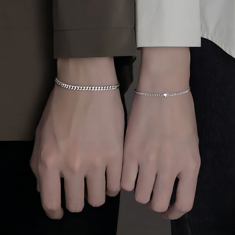 Geometric Heart Couple Bracelet Set