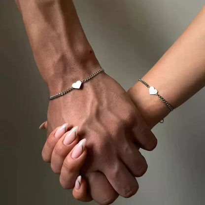 Geometric Heart Couple Bracelet Set