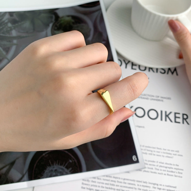 Geometric Heart Titanium Steel Ring