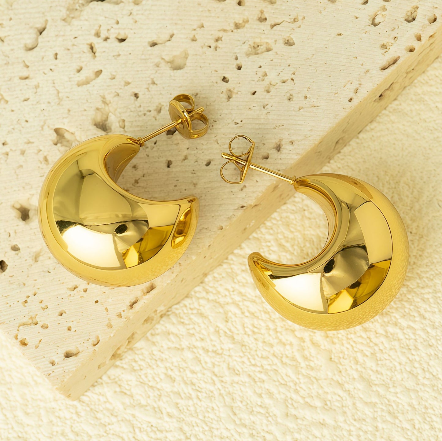 Geometric Hollow Gold Plated Earrings