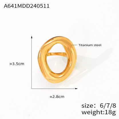 Geometric Hollow Titanium Steel Gold Plated Ring
