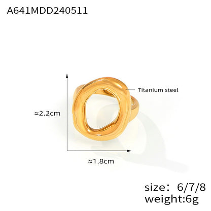 Geometric Hollow Titanium Steel Gold Plated Ring