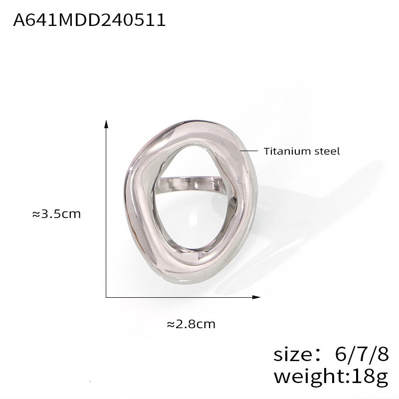 Geometric Hollow Titanium Steel Gold Plated Ring