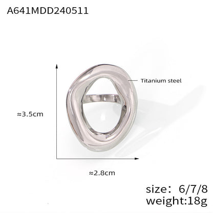 Geometric Hollow Titanium Steel Gold Plated Ring