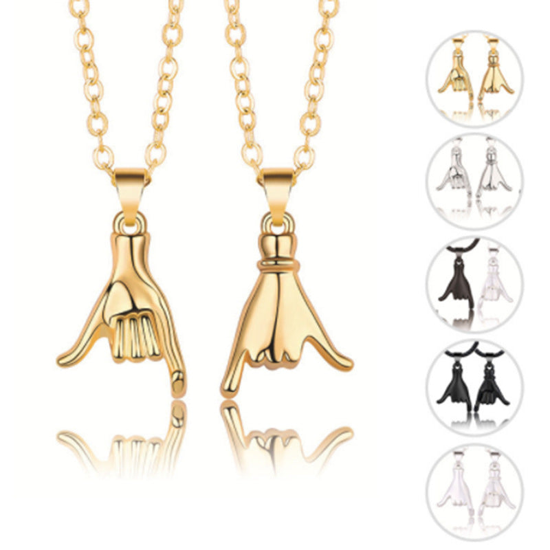 Geometric Hook Couple Pendant Necklace