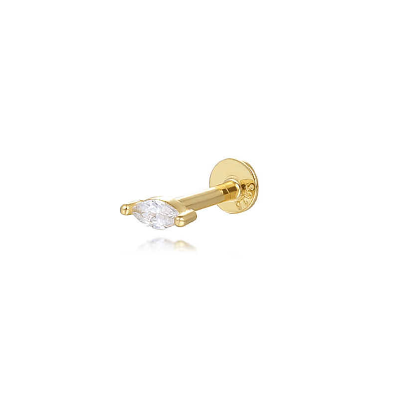 Geometric Horse-Eye Zircon Stud Earrings