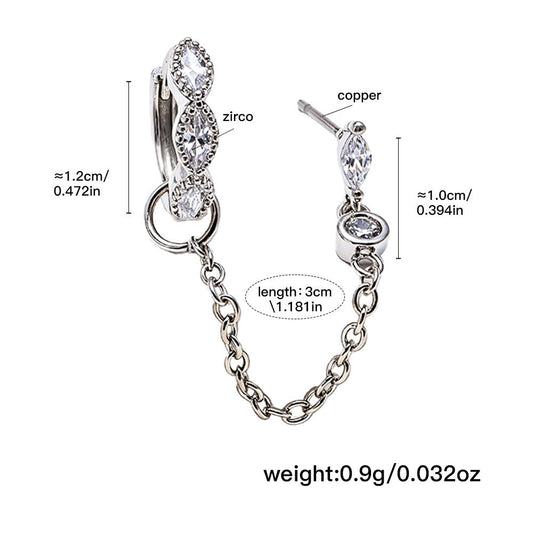 Geometric Horse Eye Zirconia Earrings