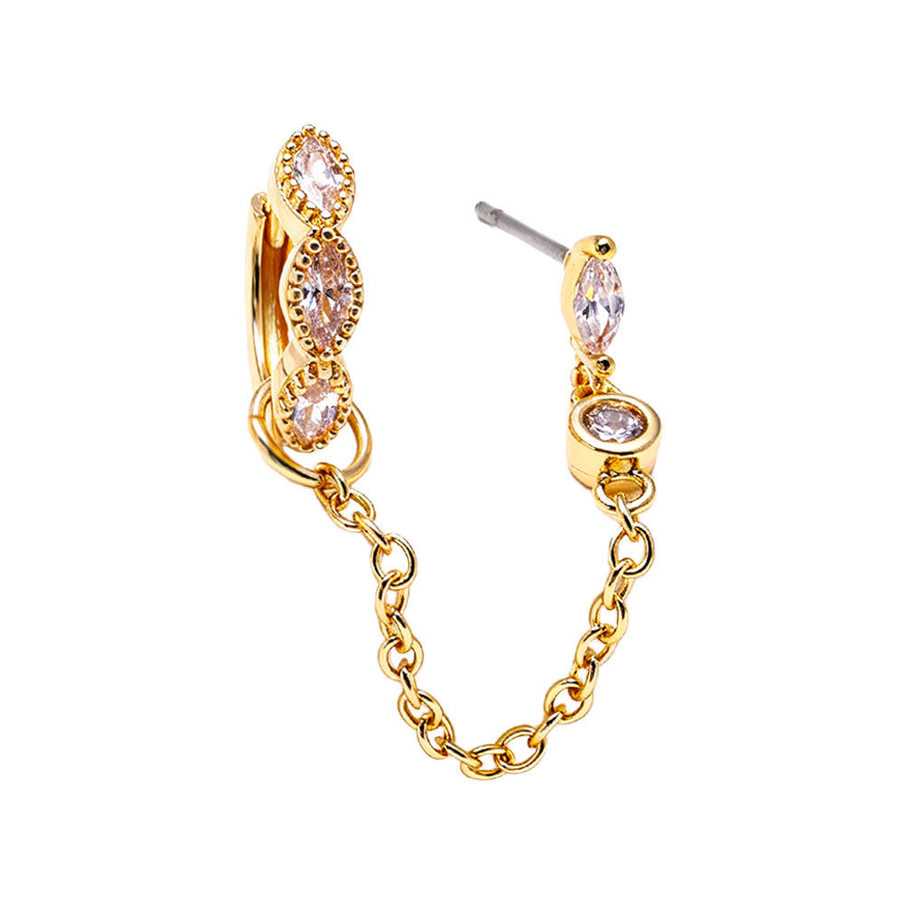 Geometric Horse Eye Zirconia Earrings