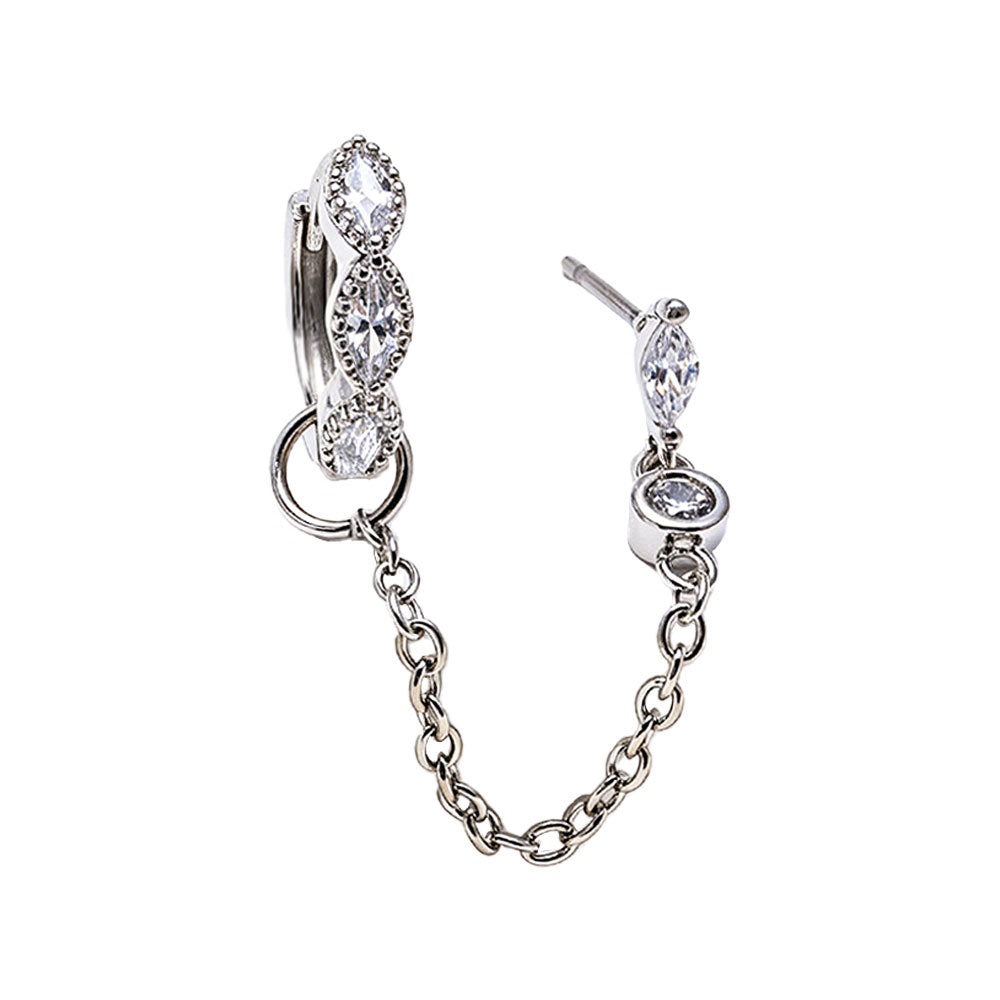 Geometric Horse Eye Zirconia Earrings