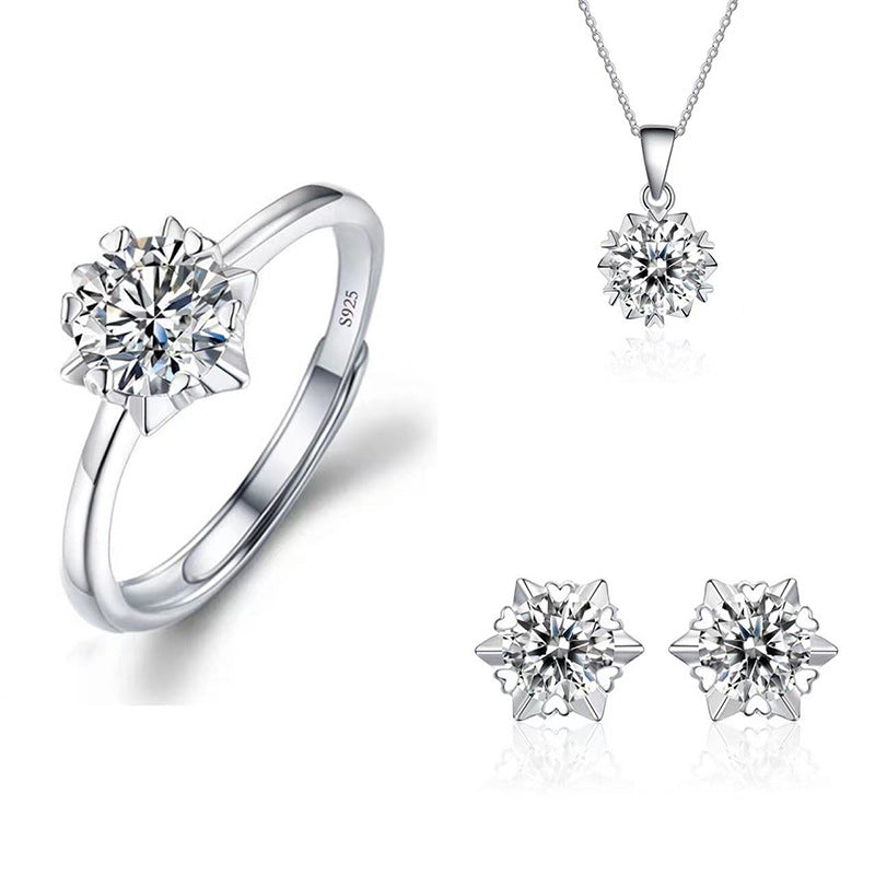 Geometric Imitation Moissanite Silver Plated Jewelry Set