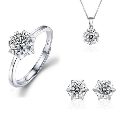 Geometric Imitation Moissanite Silver Plated Jewelry Set