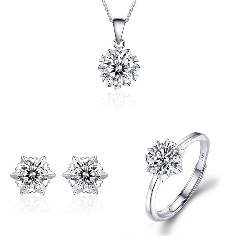 Geometric Imitation Moissanite Silver Plated Jewelry Set