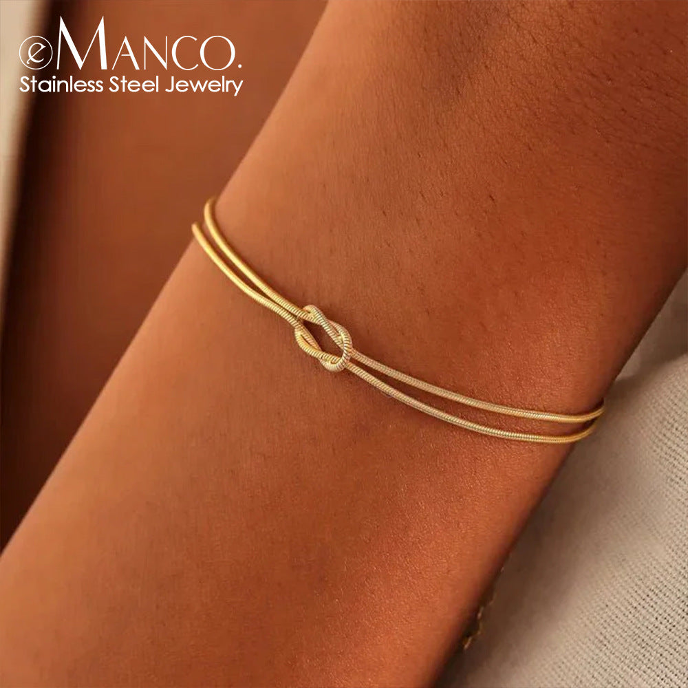 Geometric Knotted Snake Bone Bracelet