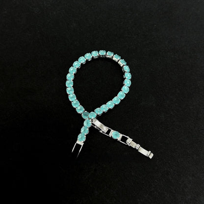 Geometric Lake Blue Diamond Electroplated Copper Bracelet