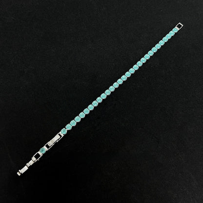 Geometric Lake Blue Diamond Electroplated Copper Bracelet
