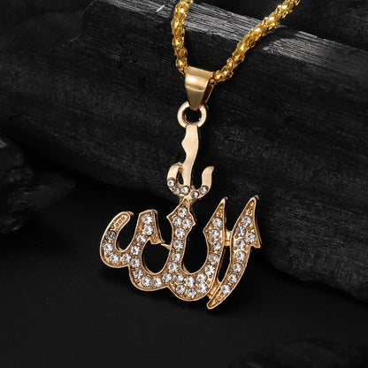 Geometric Letter Symbol Pendant Titanium Steel Diamond Necklace