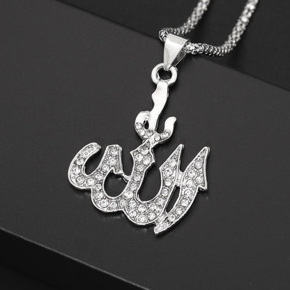Geometric Letter Symbol Pendant Titanium Steel Diamond Necklace