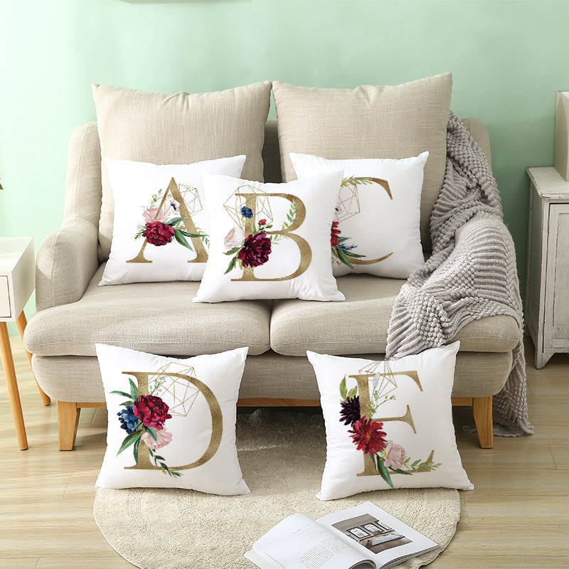 Geometric Letter Throw Pillow Cover