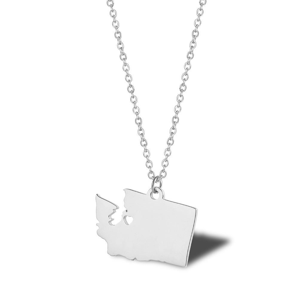 Geometric Map Pendant Necklace