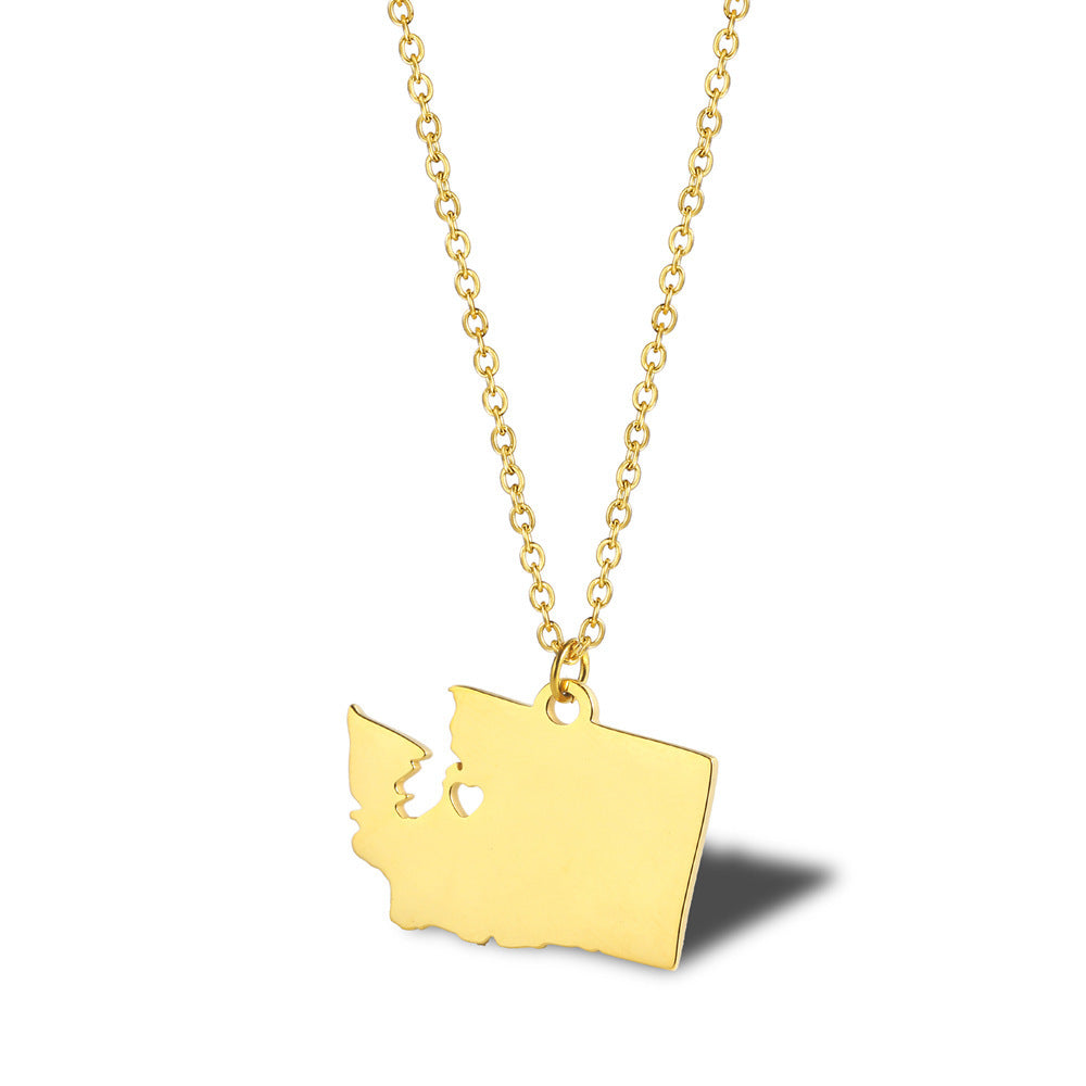Geometric Map Pendant Necklace
