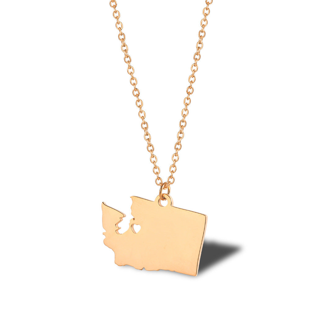 Geometric Map Pendant Necklace