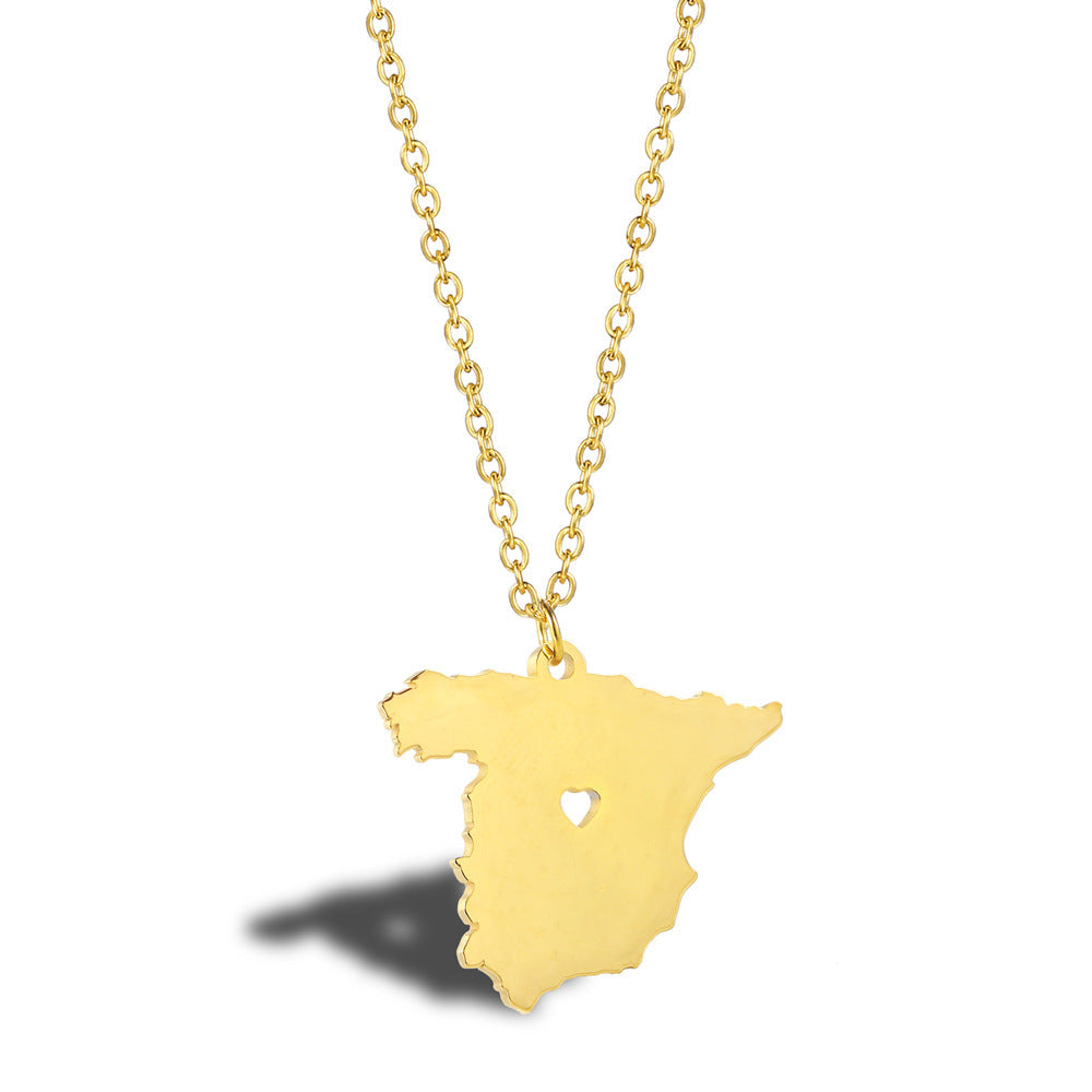 Geometric Map Pendant Necklace