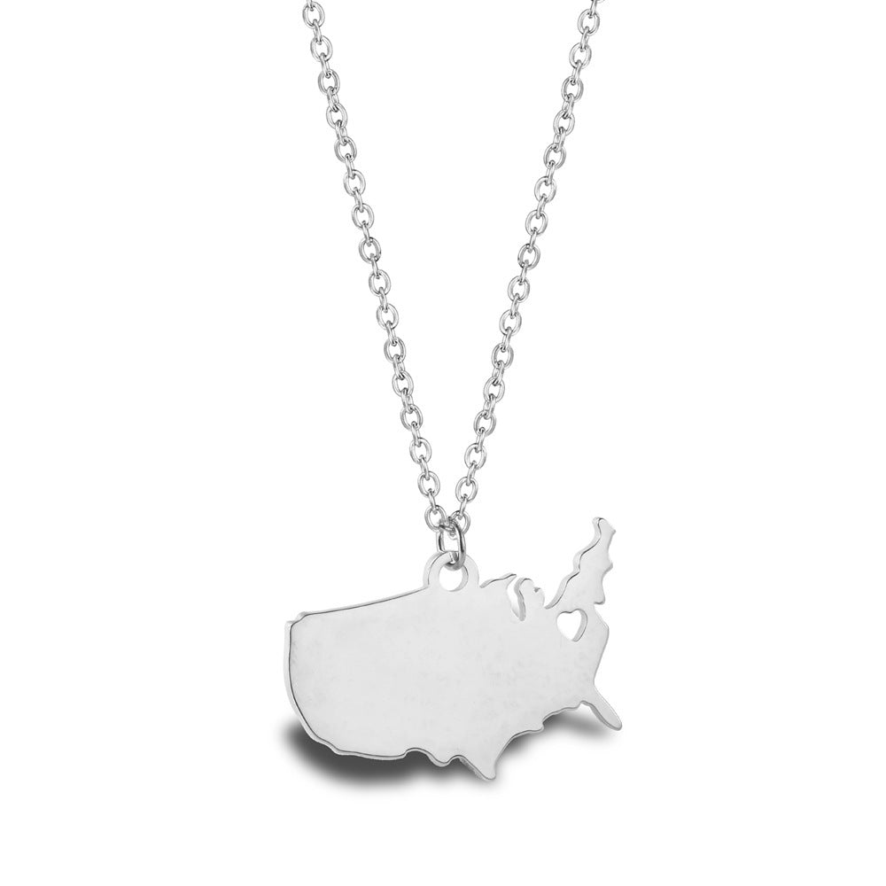 Geometric Map Pendant Necklace