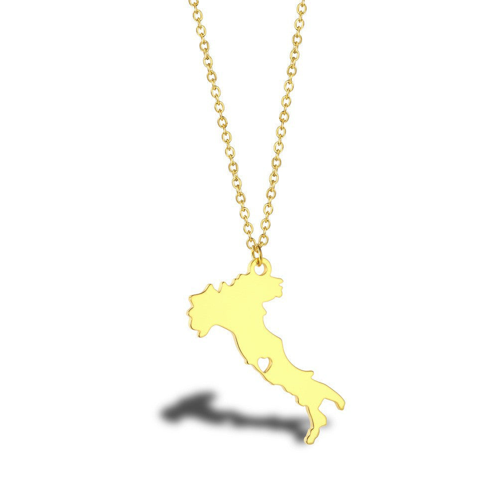 Geometric Map Pendant Necklace