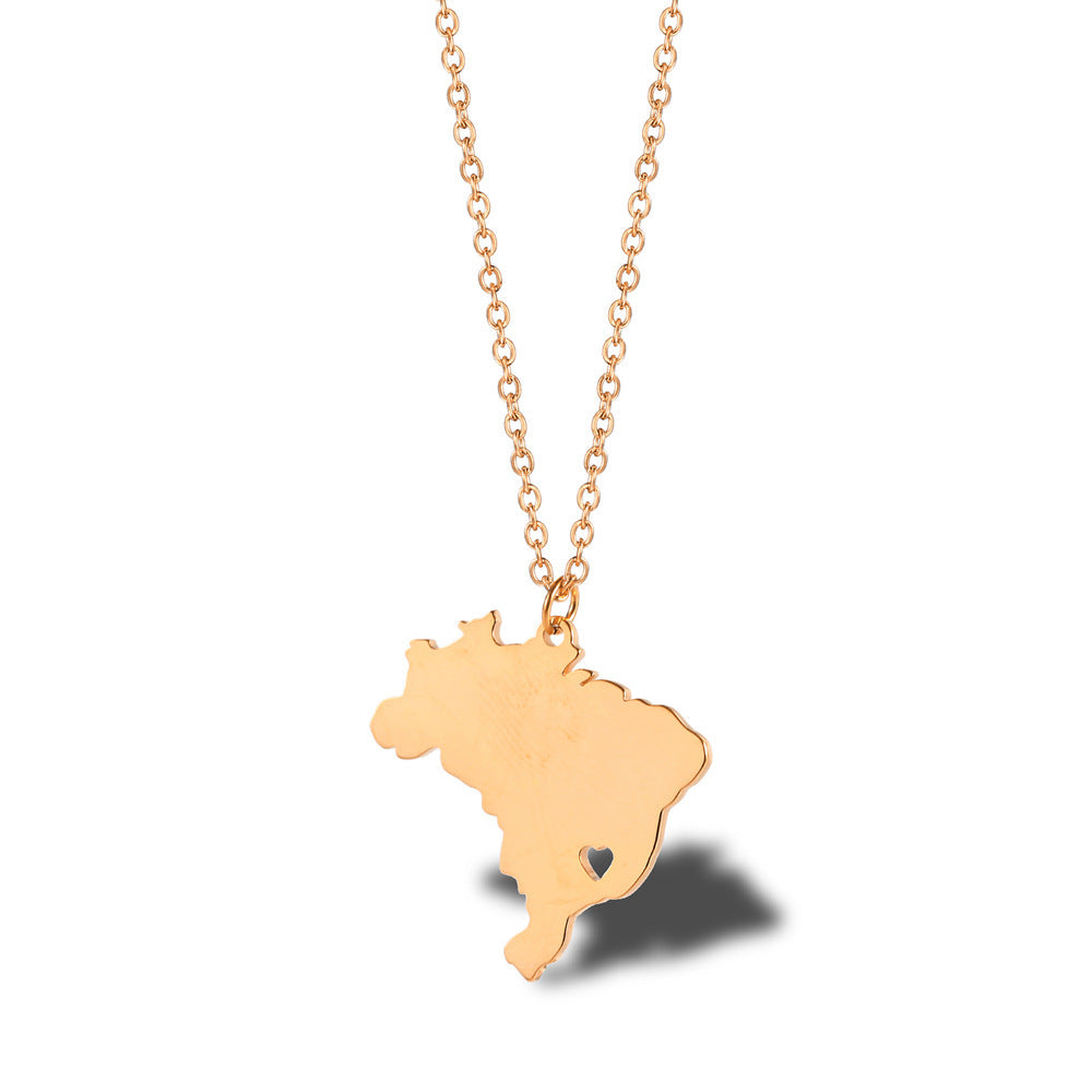 Geometric Map Pendant Necklace