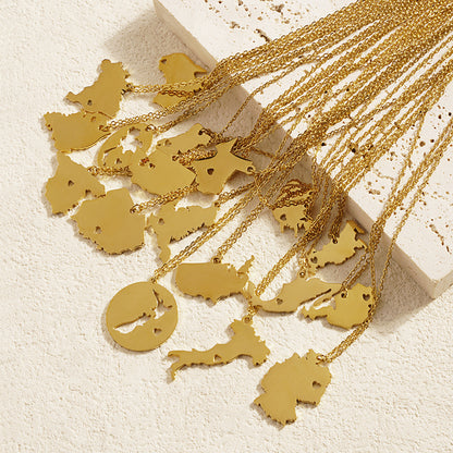 Geometric Map Pendant Necklace