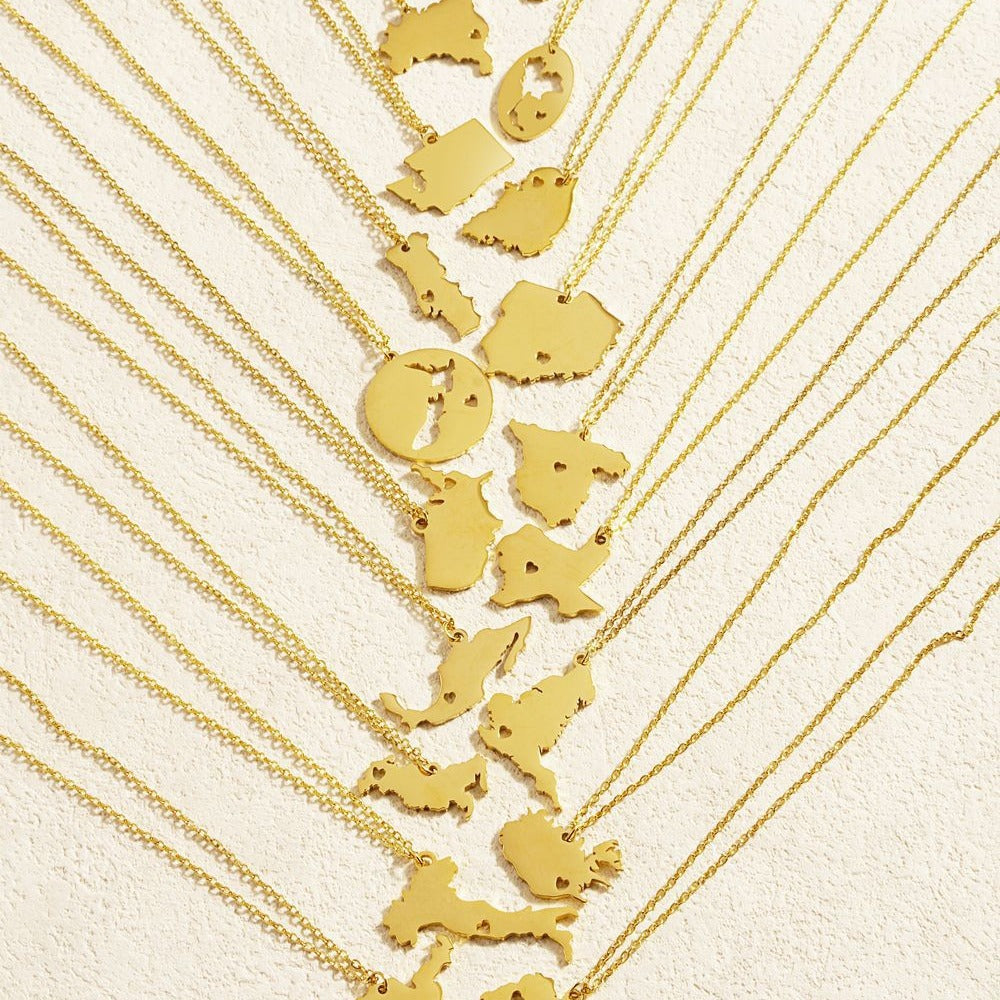 Geometric Map Pendant Necklace