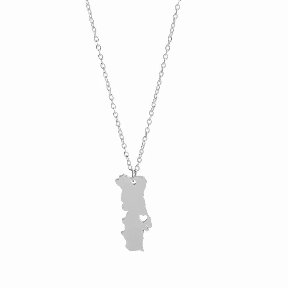 Geometric Map Pendant Necklace