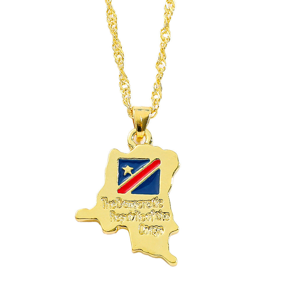 Geometric Map Pendant Necklace