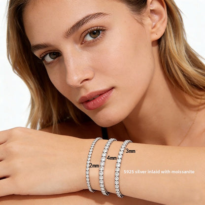 Geometric Moissanite Silver Bracelet