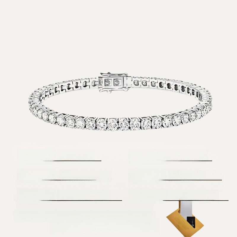 Geometric Moissanite Silver Bracelet