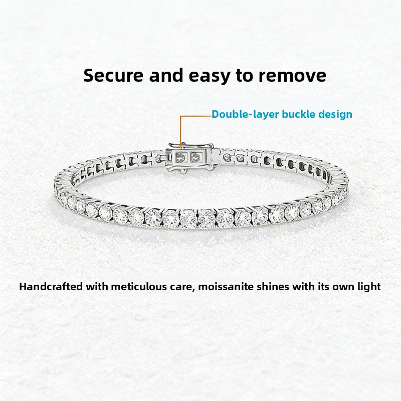 Geometric Moissanite Silver Bracelet