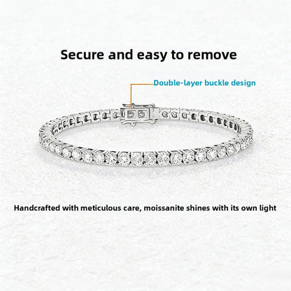 Geometric Moissanite Silver Bracelet