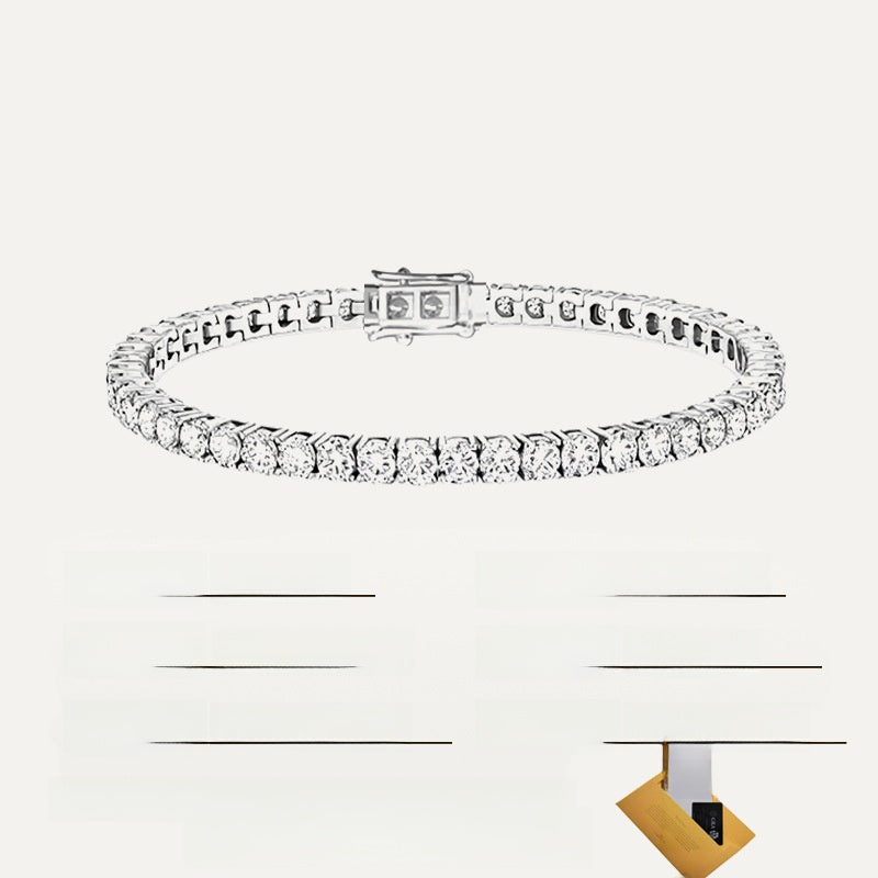 Geometric Moissanite Silver Bracelet
