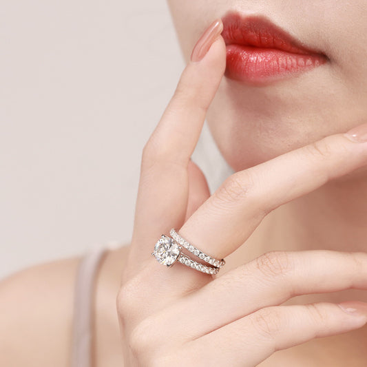 Geometric Moissanite Silver Ring