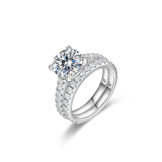 Geometric Moissanite Silver Ring