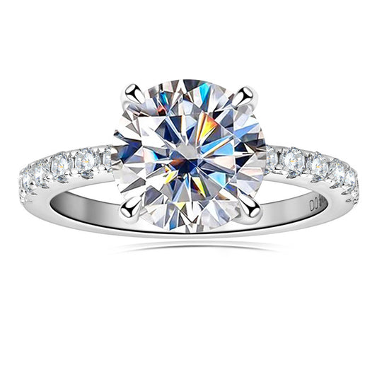 Geometric Moissanite Silver Ring