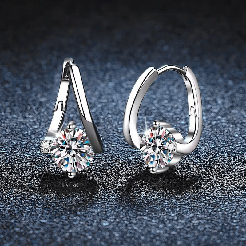 Geometric Moissanite Sterling Silver Earrings
