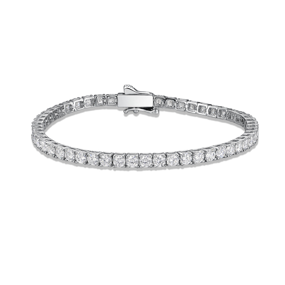 Geometric Moissanite Tennis Bracelet in Brass and White Copper