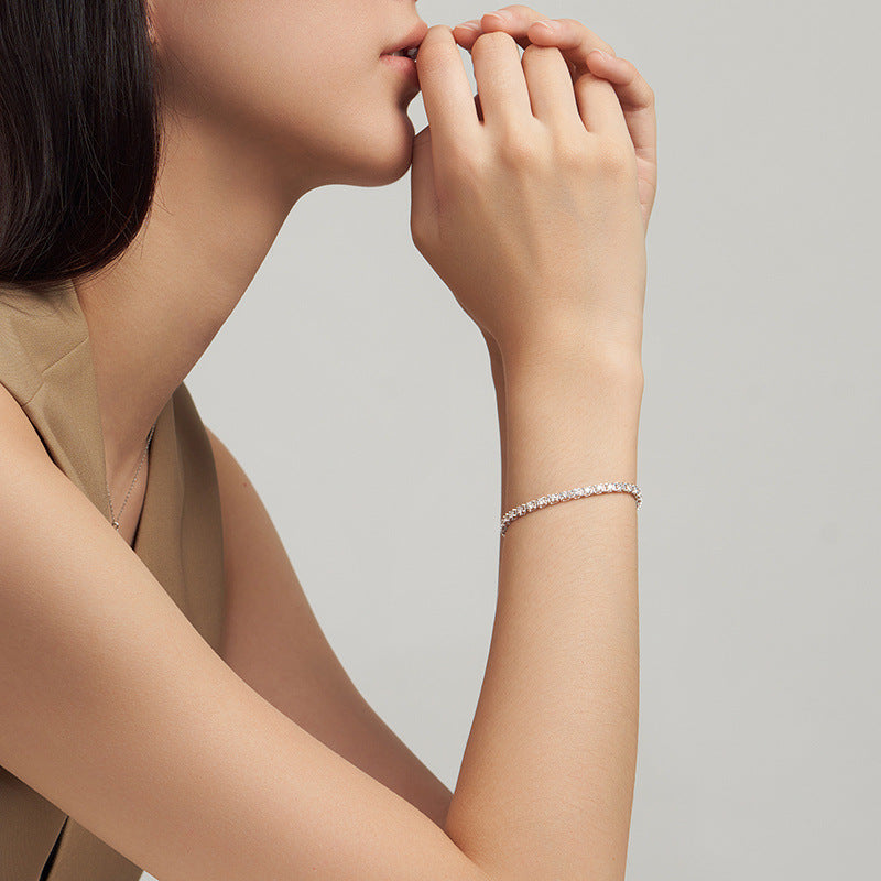 Geometric Moissanite Tennis Bracelet in Brass and White Copper
