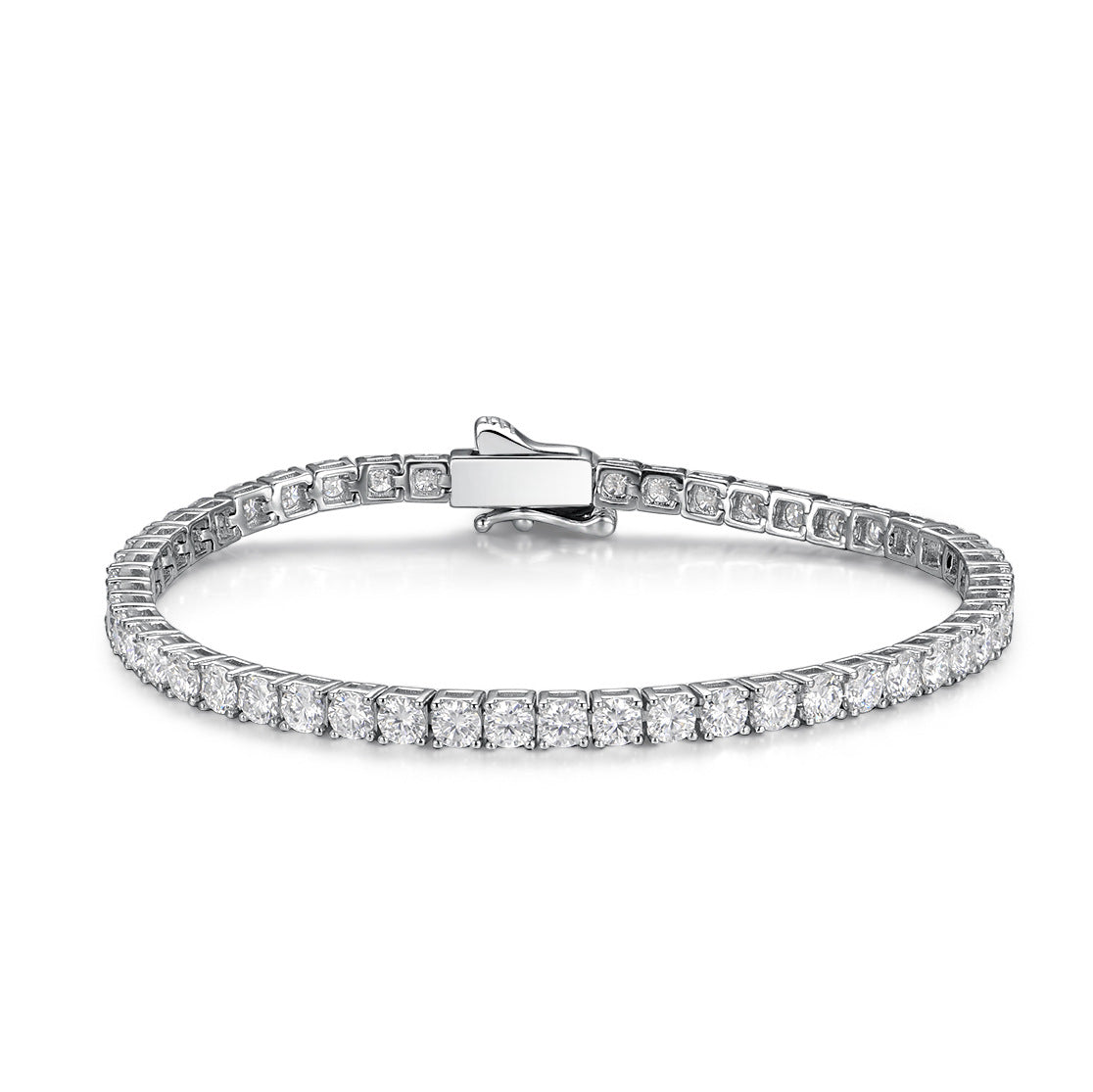 Geometric Moissanite Tennis Bracelet in Brass and White Copper